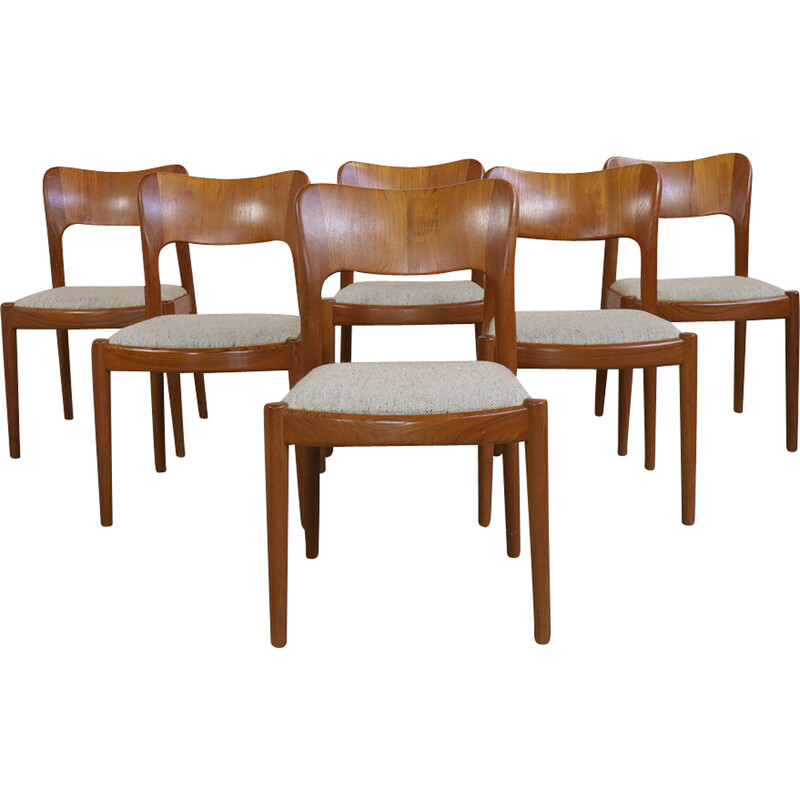 Conjunto de 6 cadeiras de teca vintage de Niels Koefoed para Koefoeds Hornslet, 1960