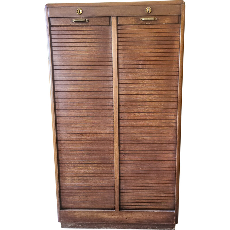 Vintage wooden curtain file cabinet, 1950s