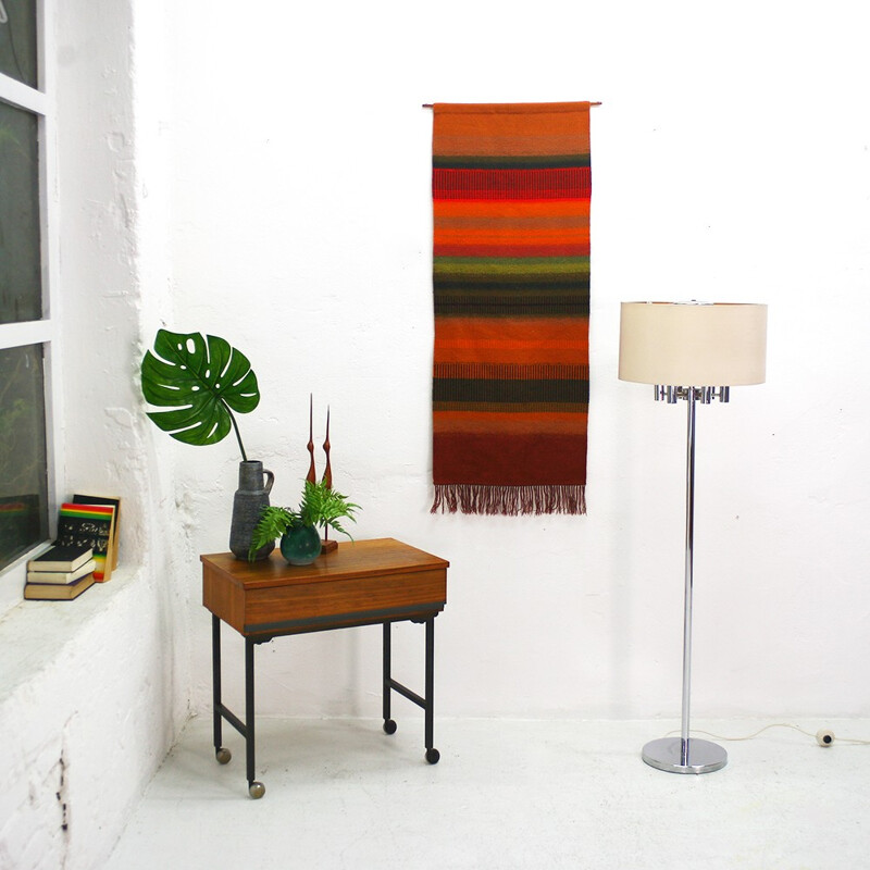 Mid-Century Modern walnut side table on wheels - 1960