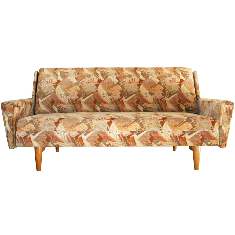 Mid-Century sofa bed with geometrical pattern - 1950s