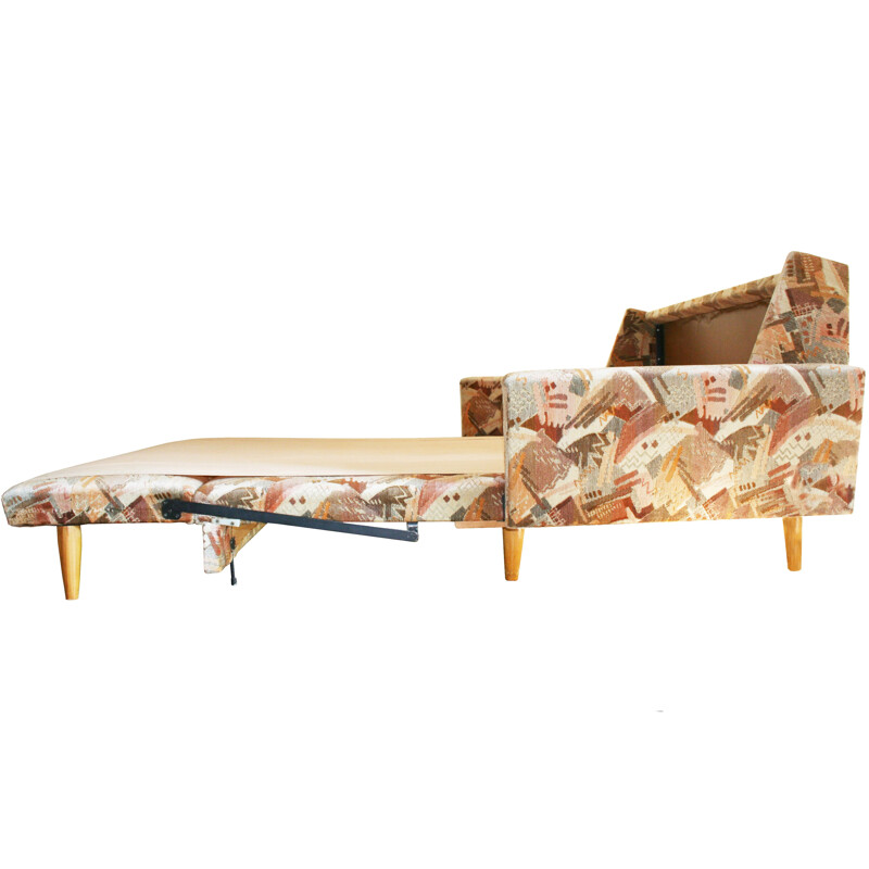 Mid-Century sofa bed with geometrical pattern - 1950s