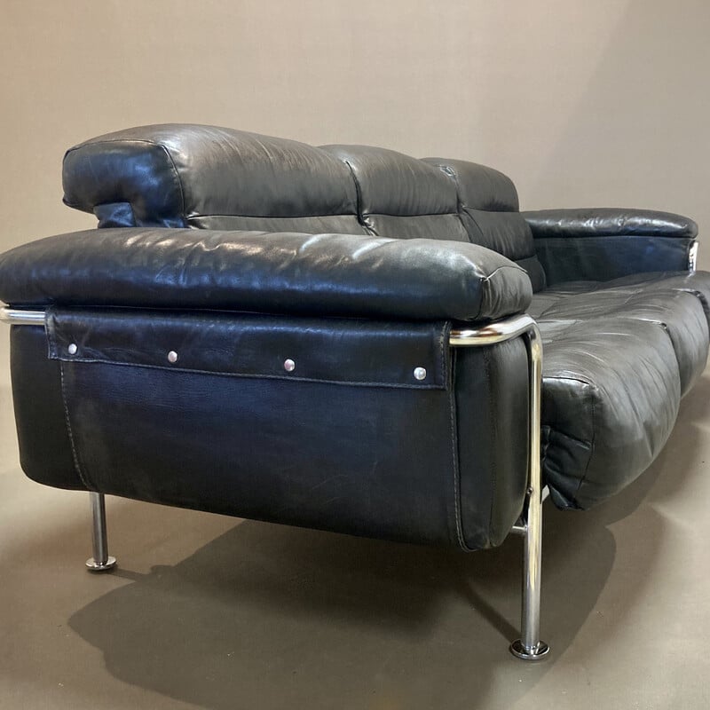 Vintage leather and chrome sofa, 1960