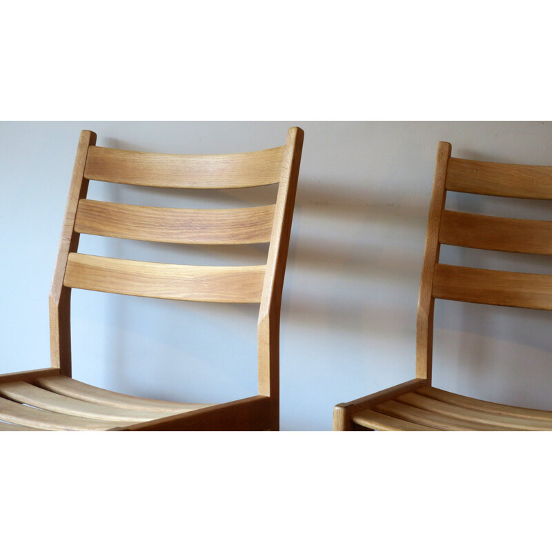 Pair of vintage solid oakwood dining chairs by Kurt Ostervig for Kp Mobler, Denmark 1950s