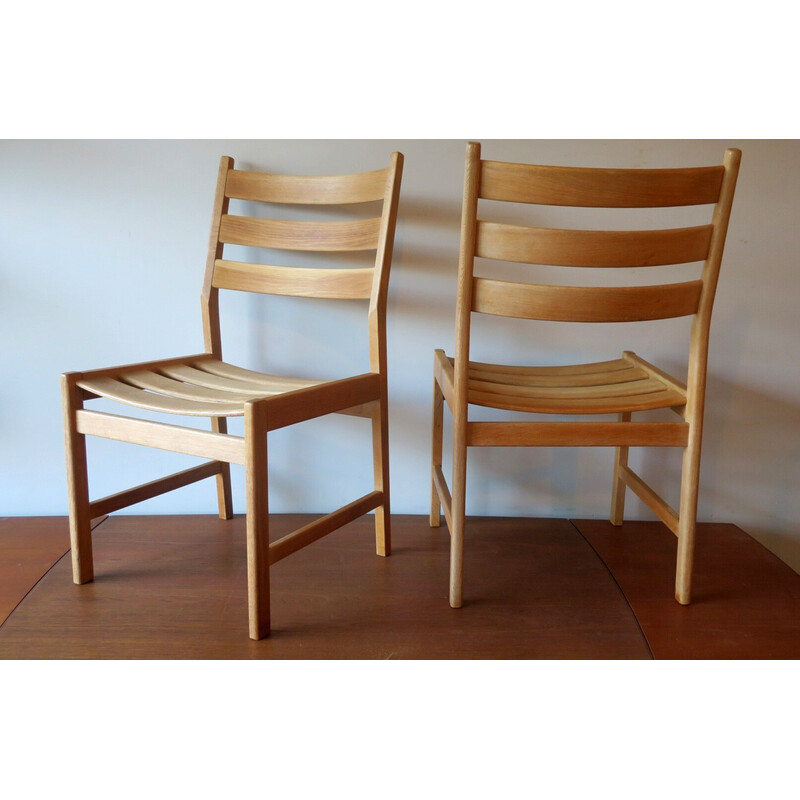 Pair of vintage solid oakwood dining chairs by Kurt Ostervig for Kp Mobler, Denmark 1950s