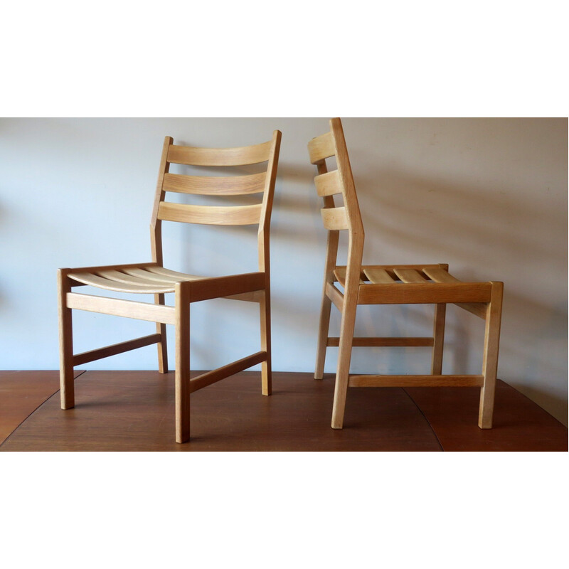 Pair of vintage solid oakwood dining chairs by Kurt Ostervig for Kp Mobler, Denmark 1950s