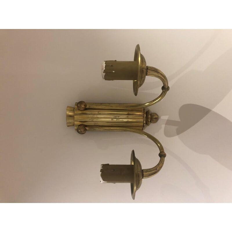 Pair of vintage art deco wall lamps with double light