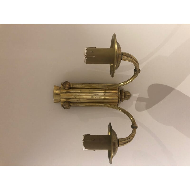 Pair of vintage art deco wall lamps with double light