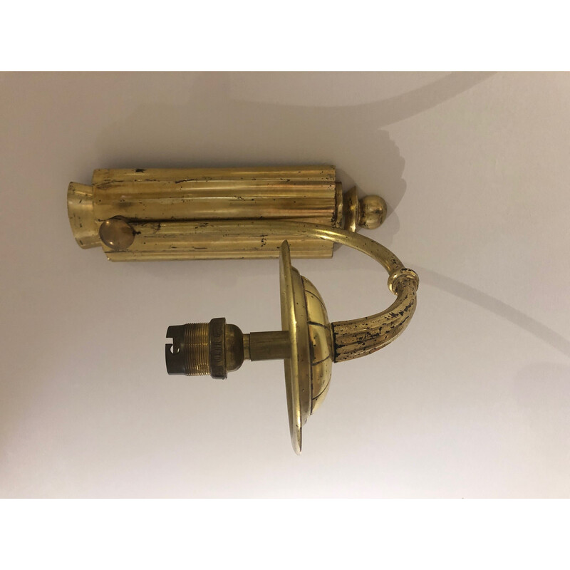 Pair of vintage art deco brass wall lamps