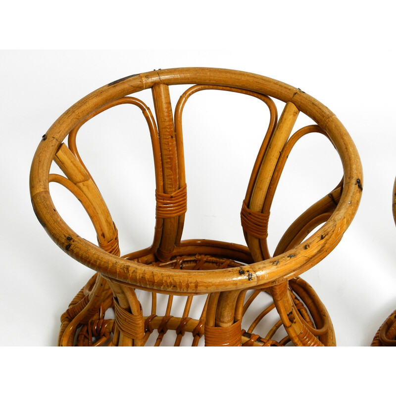 Pair of vintage Italian bamboo stools, 1960s