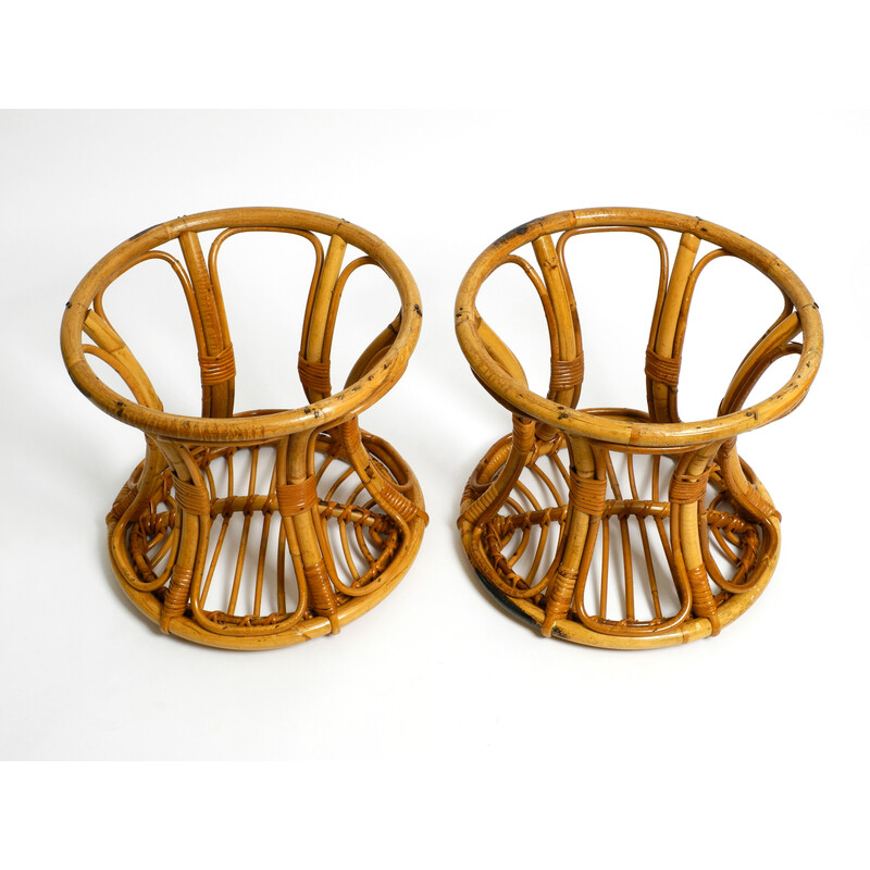 Pair of vintage Italian bamboo stools, 1960s