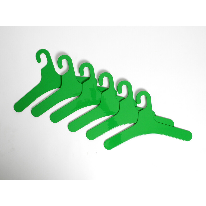 Set of 6 vintage green plastic hangers by Ingo Maurer for Design M, 1970