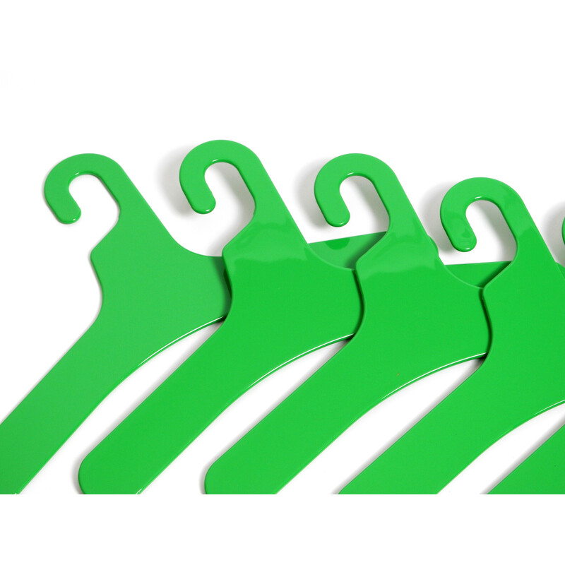 Set of 6 vintage green plastic hangers by Ingo Maurer for Design M, 1970