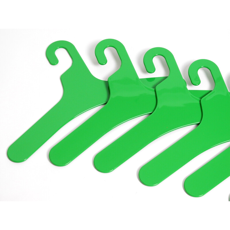 Set of 6 vintage green plastic hangers by Ingo Maurer for Design M, 1970