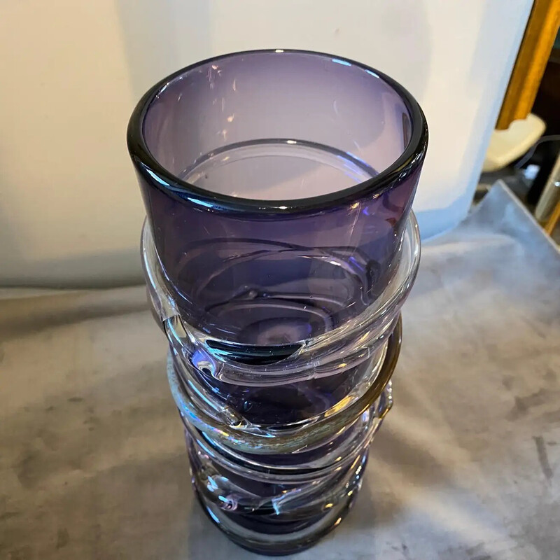 Klassische Zylindervase aus Muranoglas, 1980