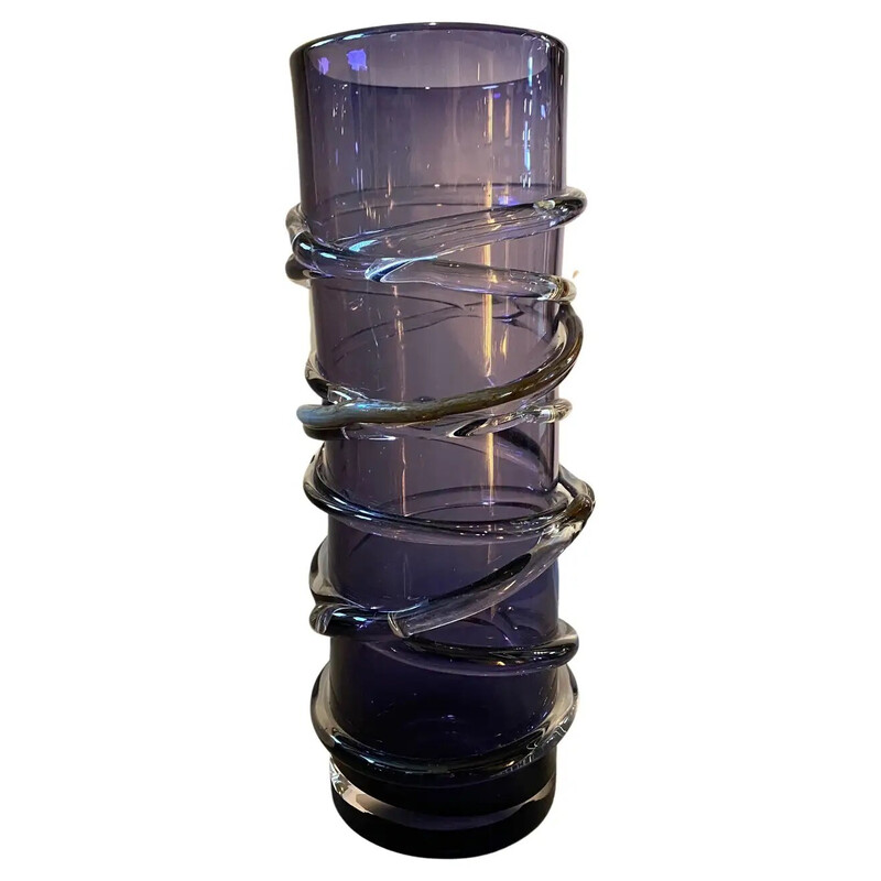 Vintage cylinder vase in Murano glass, 1980