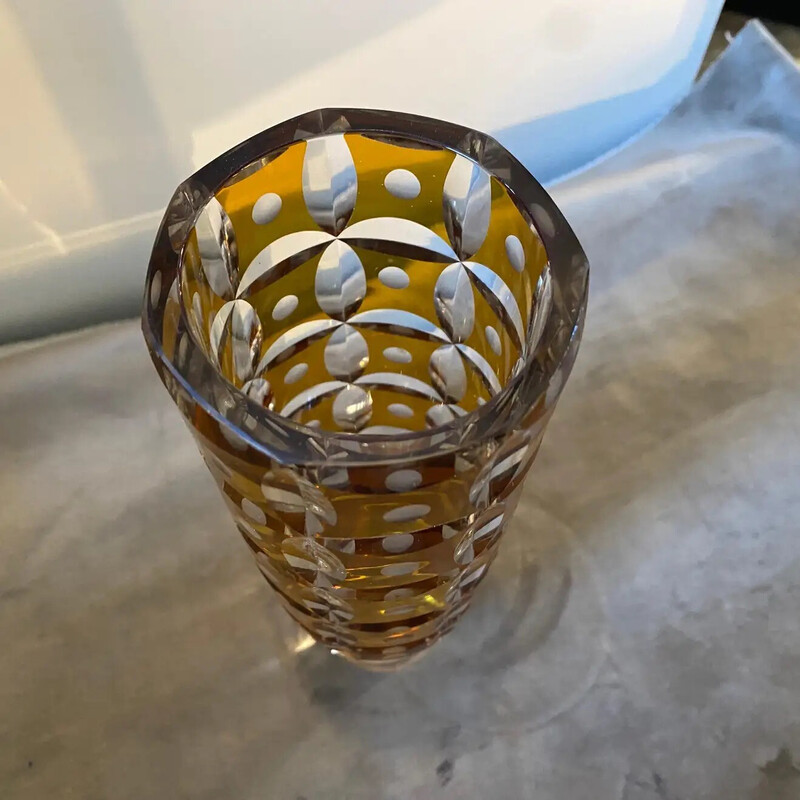 Vintage vaso de cristal art déco- âmbar, 1930