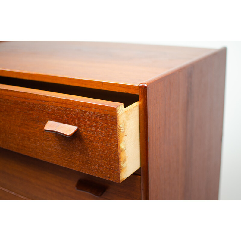 Vintage Tallboy teak chest of drawers by Poul Volther for Munch Møbler, Denmark 1950