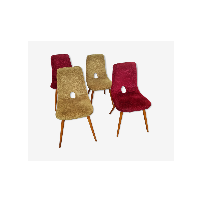 Conjunto de 4 cadeiras vintage por Miroslav Navratil, República Checa 1960