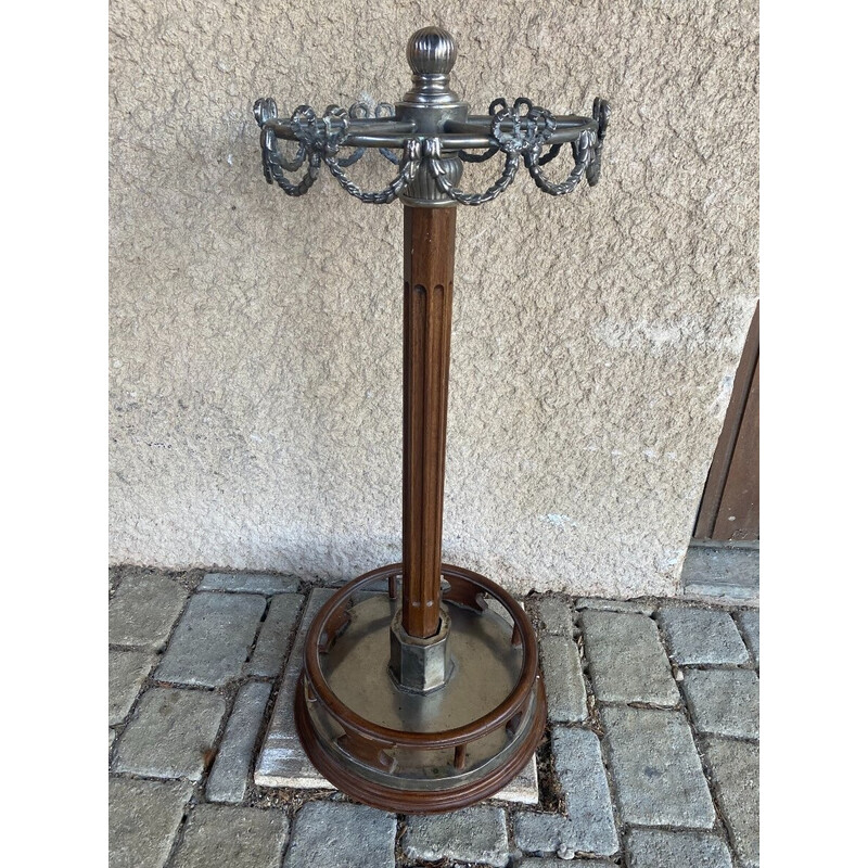 Vintage oak and zinc cane and umbrella stand