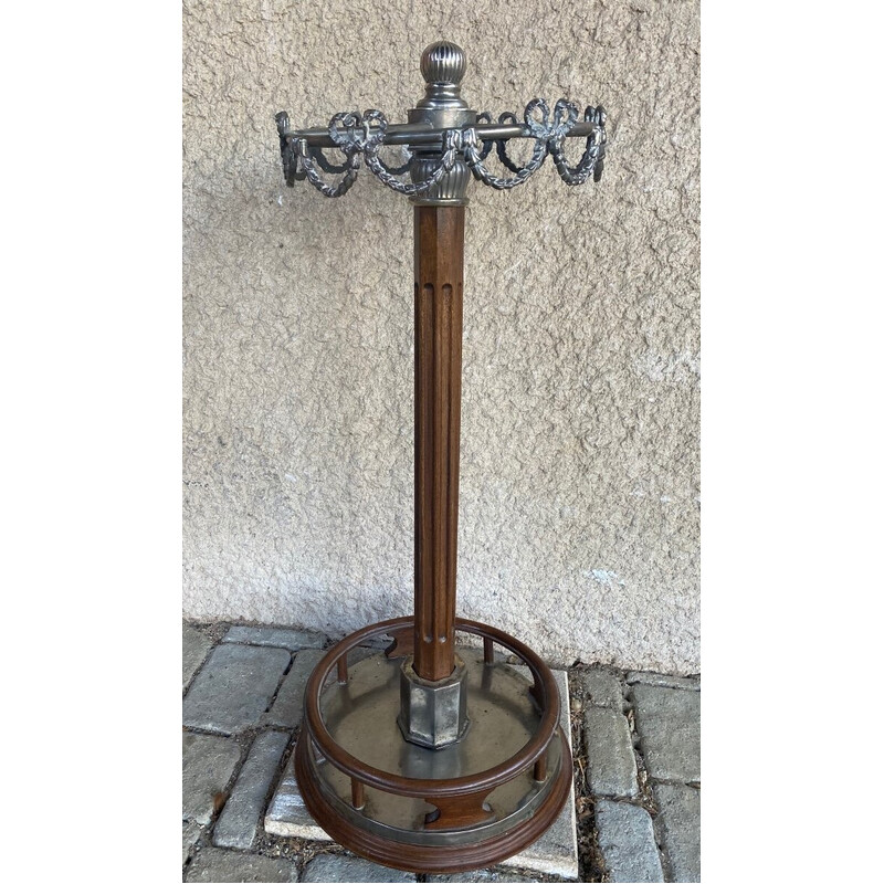 Vintage oak and zinc cane and umbrella stand