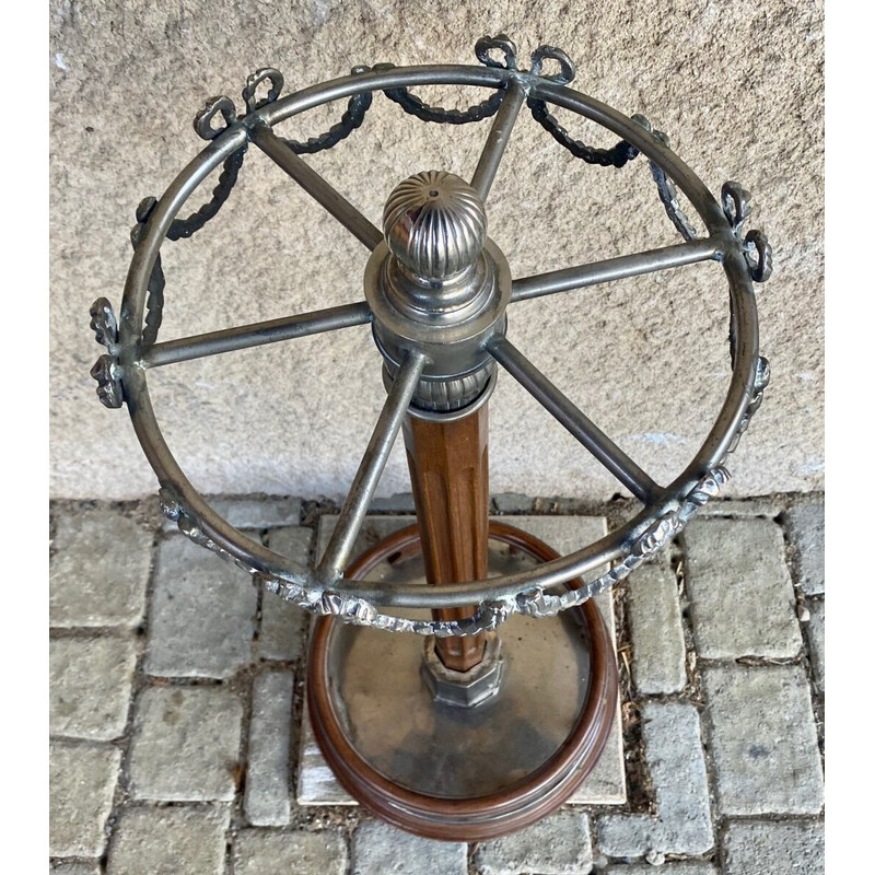 Vintage oak and zinc cane and umbrella stand