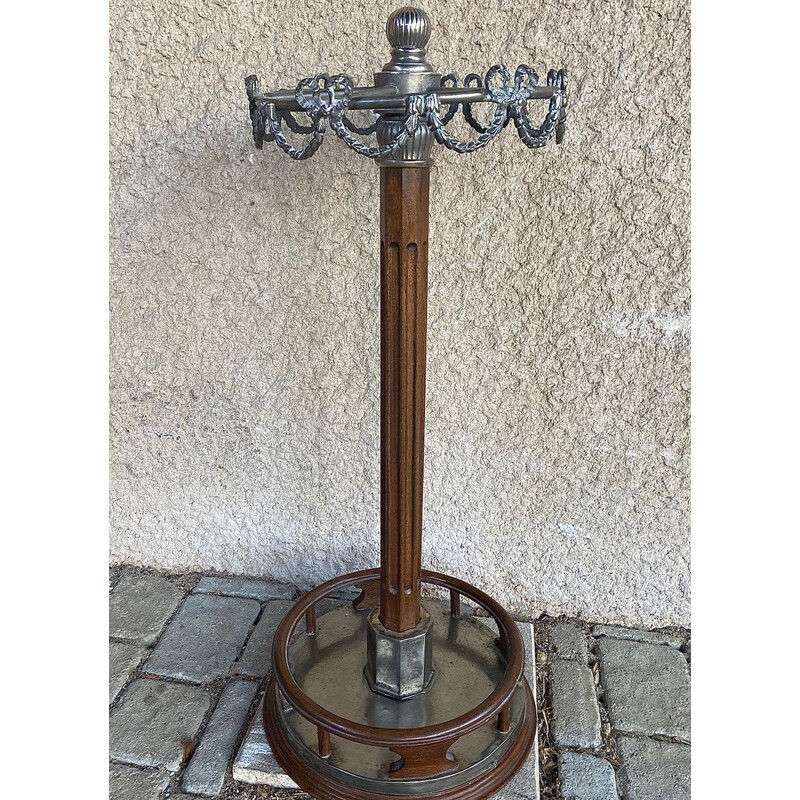 Vintage oak and zinc cane and umbrella stand