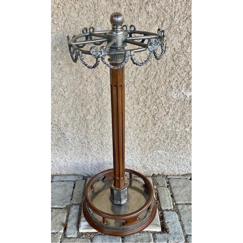 Vintage oak and zinc cane and umbrella stand