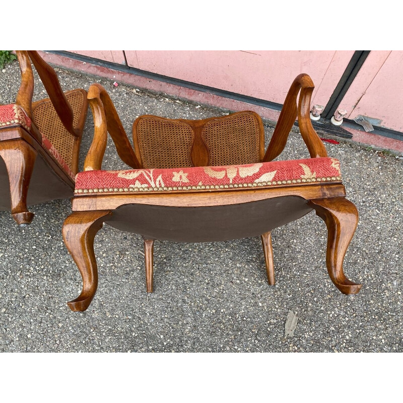 Pair of vintage Chippendale wooden armchairs