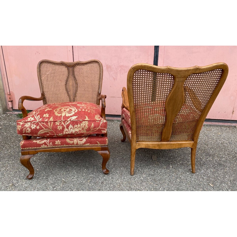 Pair of vintage Chippendale wooden armchairs