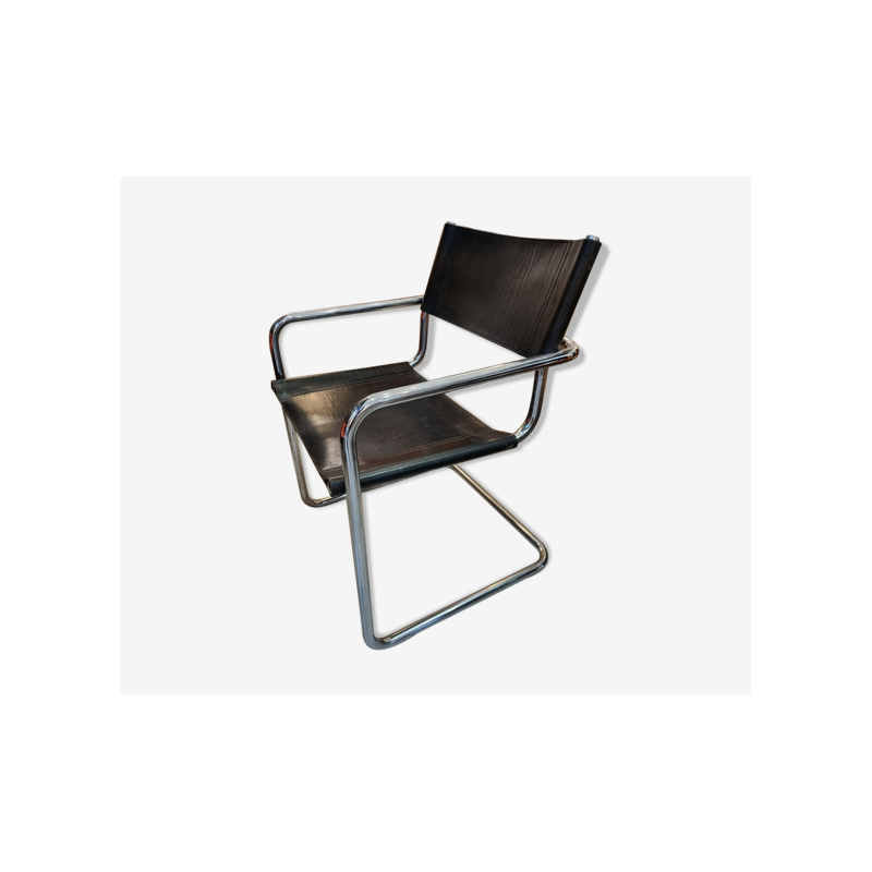 Vintage chrome and leather armchair by Matteo Grassi for Marcel Breuer, 1970