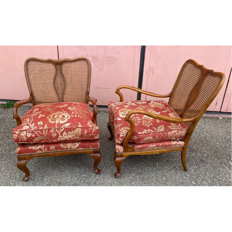 Pair of vintage Chippendale wooden armchairs