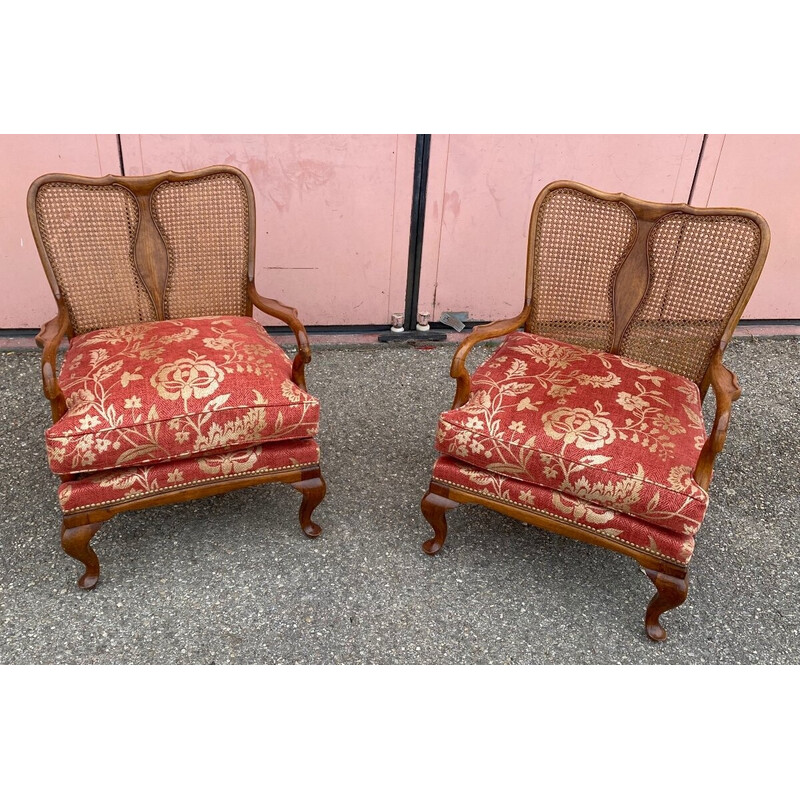 Pair of vintage Chippendale wooden armchairs