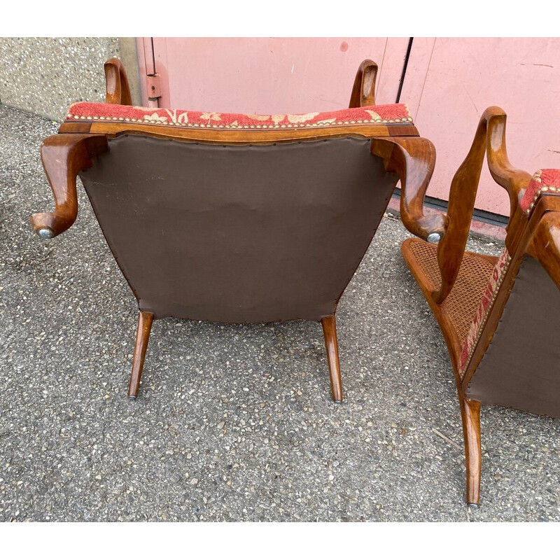 Pair of vintage Chippendale wooden armchairs