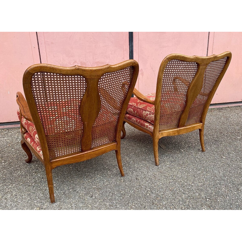 Pair of vintage Chippendale wooden armchairs