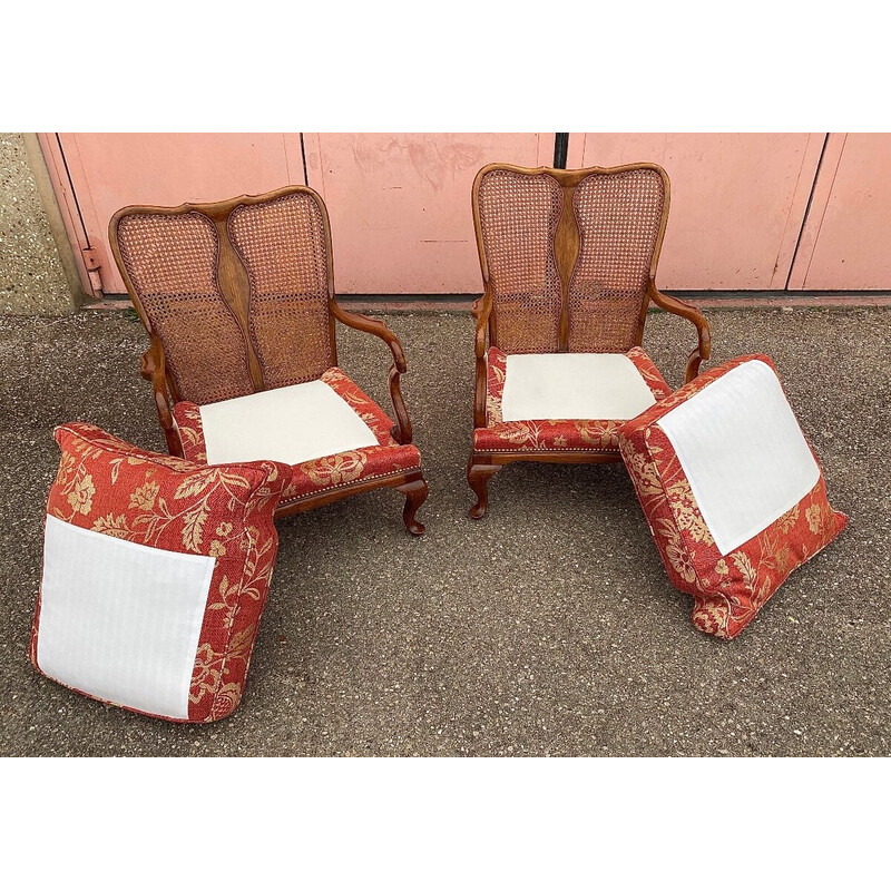 Pair of vintage Chippendale wooden armchairs