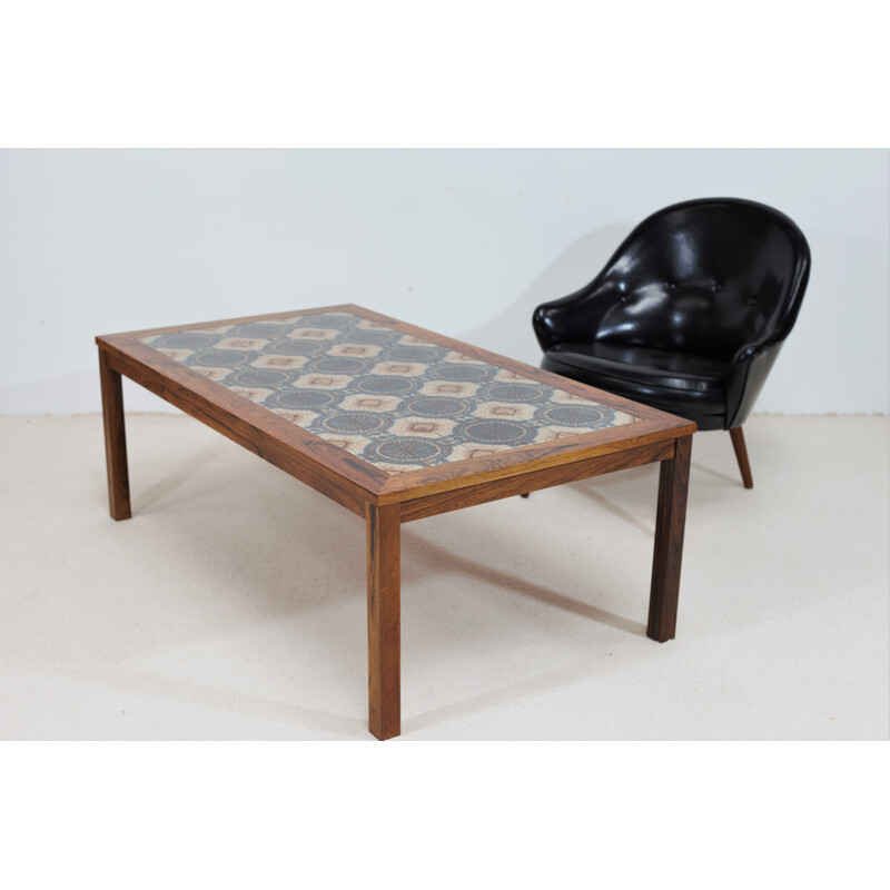 Vintage coffee table in rosewood and ceramic, Denmark 1960