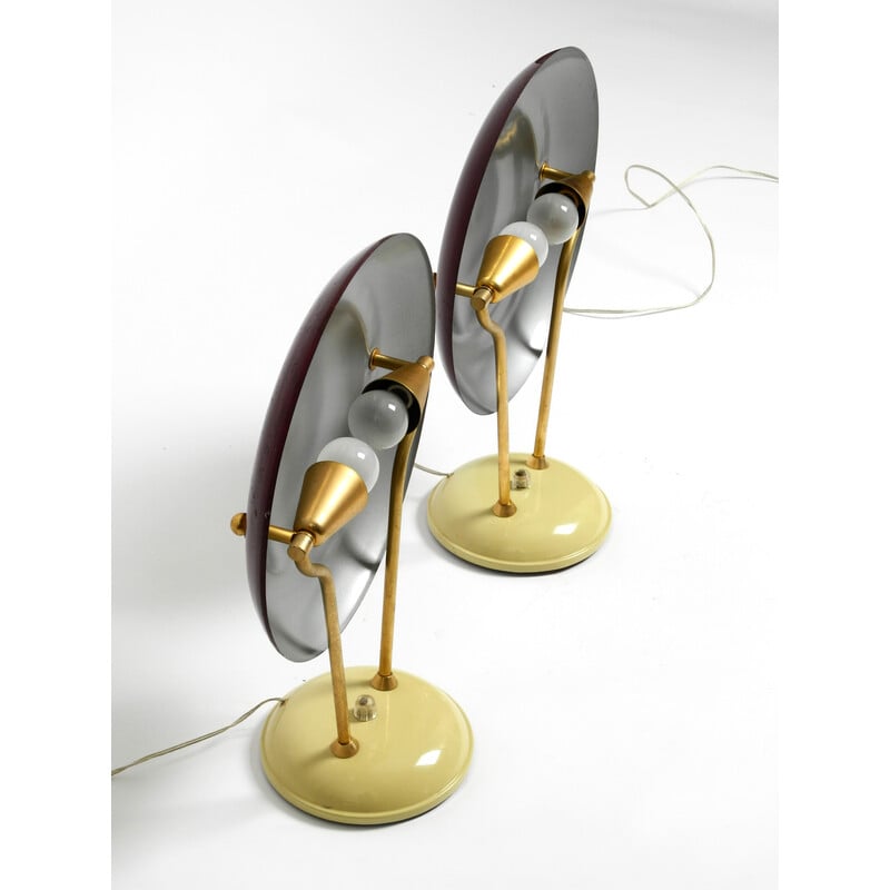 Pair of vintage metal and brass table lamps, Italy 1950
