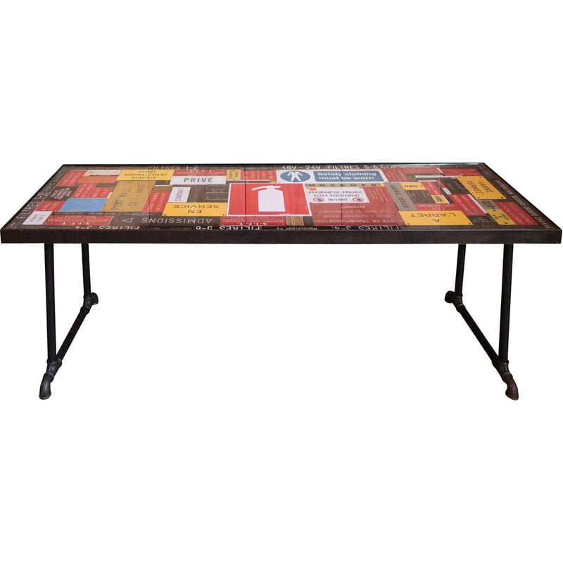 Table basse vintage en patchwork