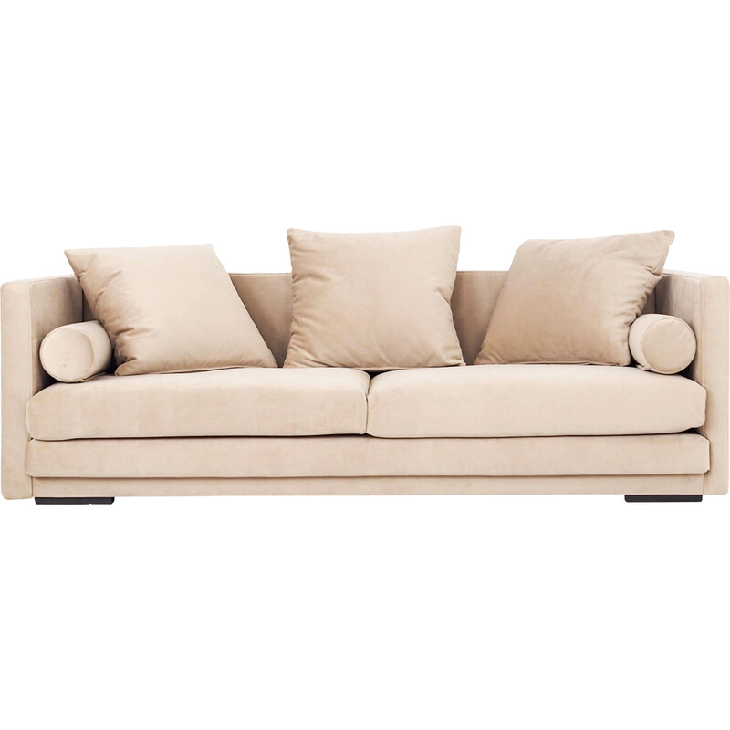 Vintage Scandinavische sofa Malmo in beige velours