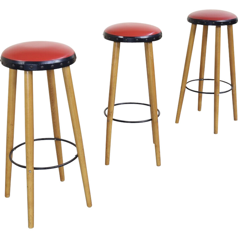 Set of 3 vintage bar stool, 1960s