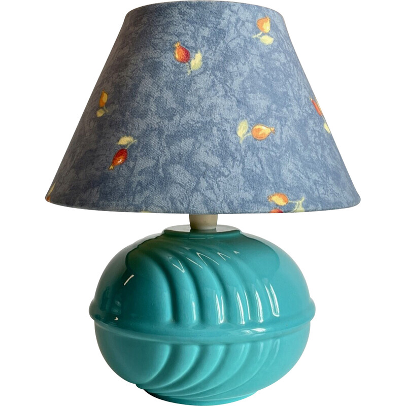 Vintage blue ceramic ball lamp, 1980