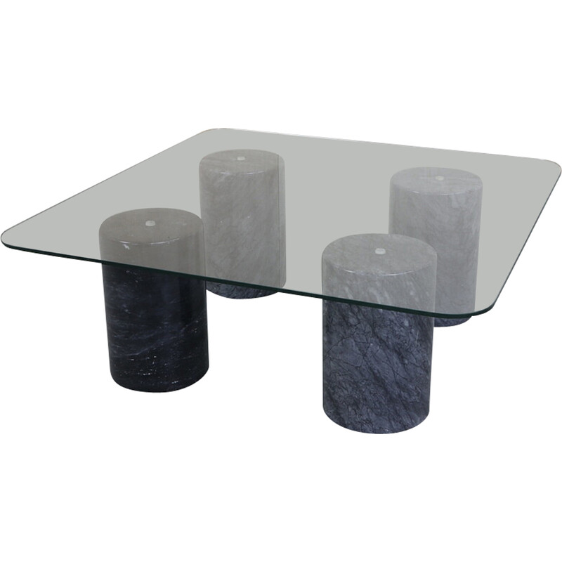 Vintage marble and glass coffee table