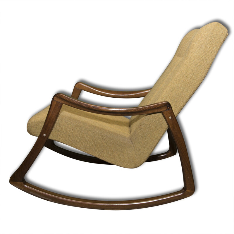 Chaise à bascule vintage tchèque en bois courbé - 1970