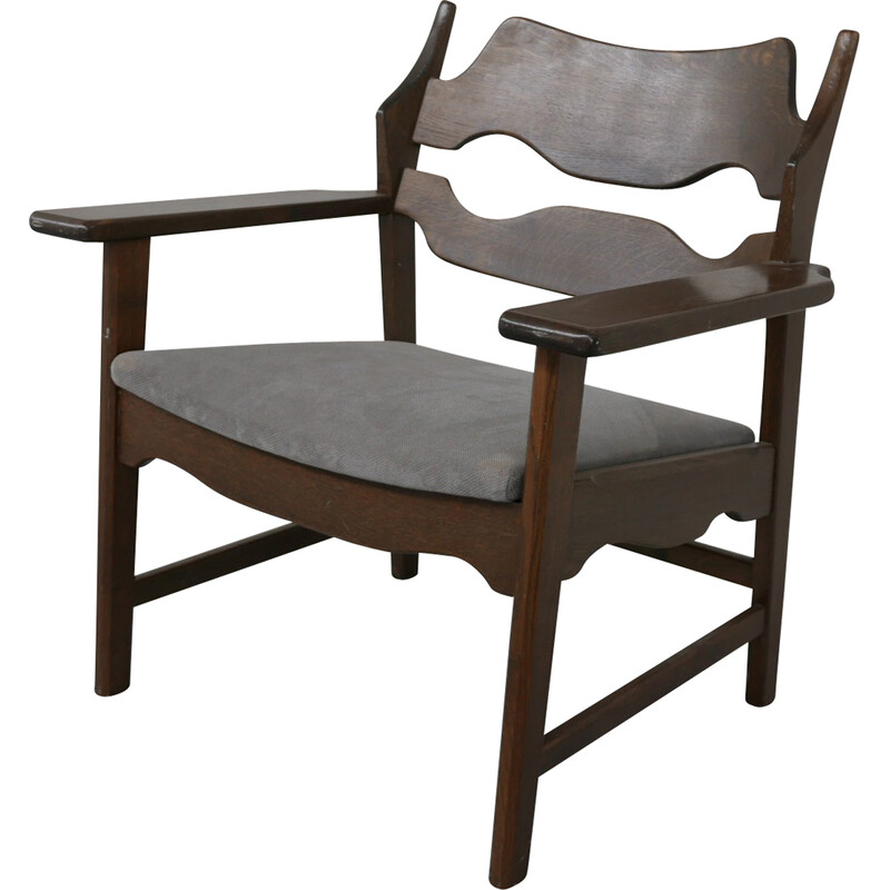 Midden-eeuwse Deense eikenhouten Razor fauteuil van Henning Kjaernulf, 1960