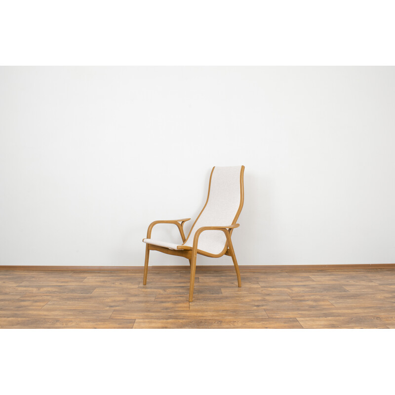 Vintage Lamino armchair in beige wool by Yngve Ekström for Swedese, Sweden 1950