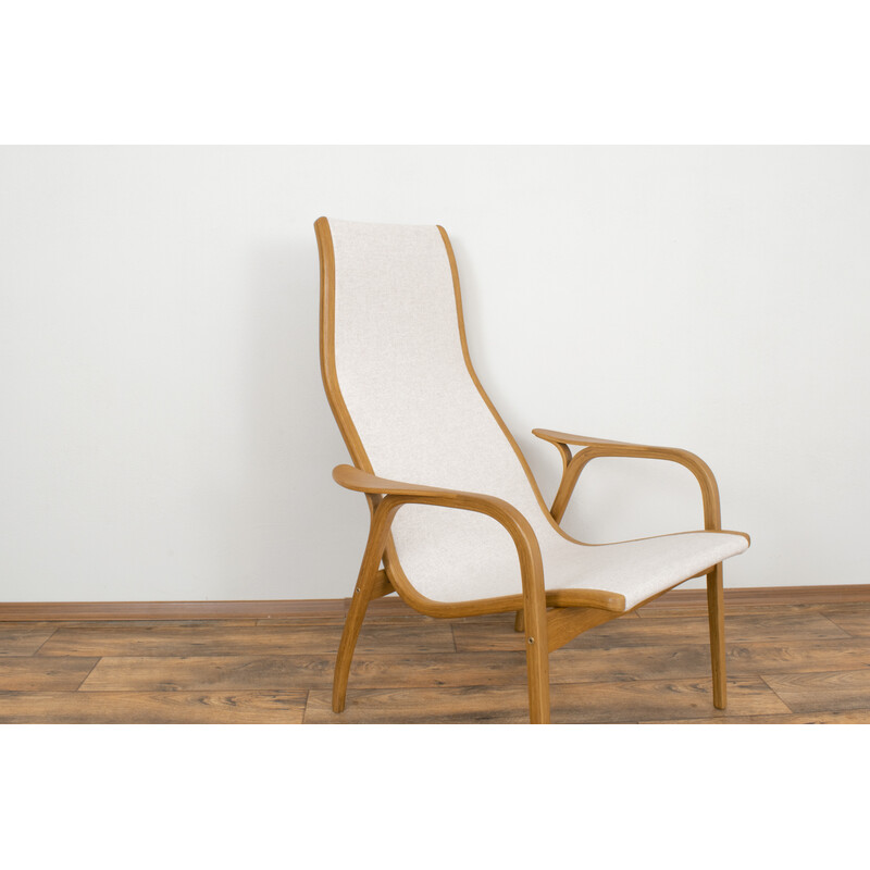 Vintage Lamino armchair in beige wool by Yngve Ekström for Swedese, Sweden 1950