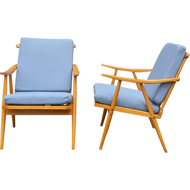 Pair of Scandinavian vintage Danish teak armchairs, 1970