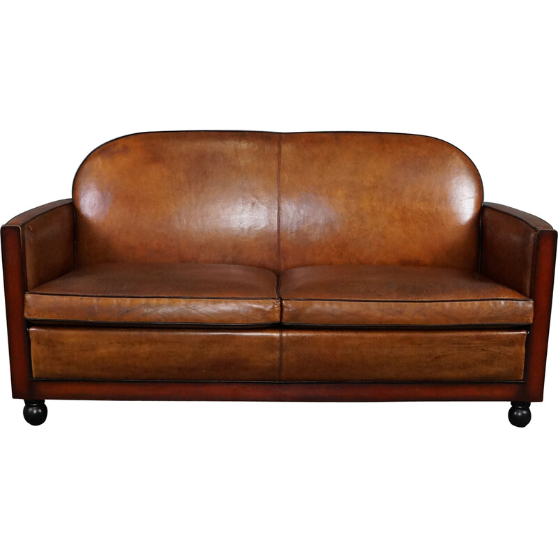 Vintage Art Deco sheep leather sofa