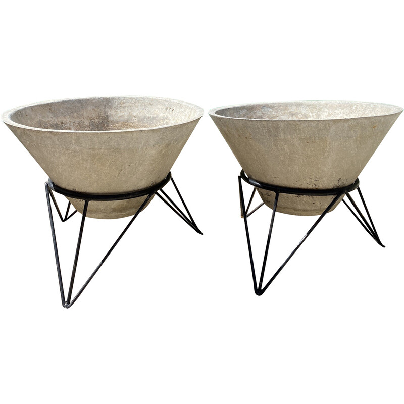 Pair of vintage cement planters, 1960