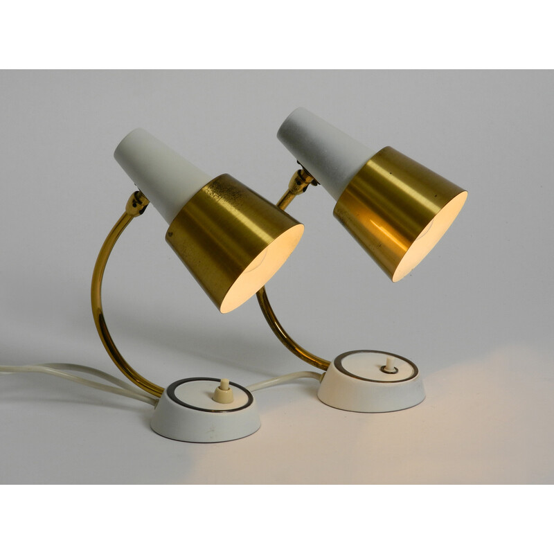 Pair of vintage brass table lamps, 1950